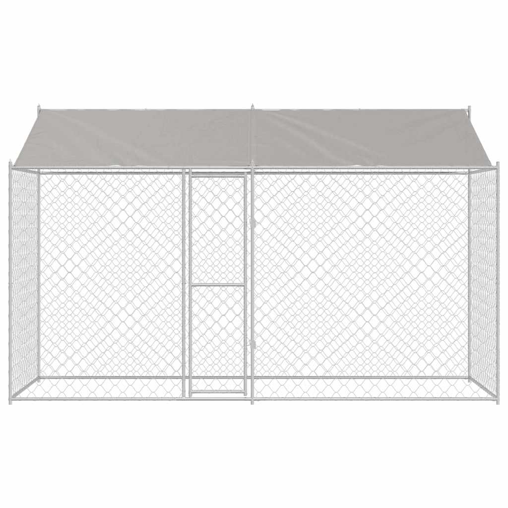 vidaXL Cușcă pentru câine Argintiu 400 x 200 x 256 cm Oțel Galvanizat