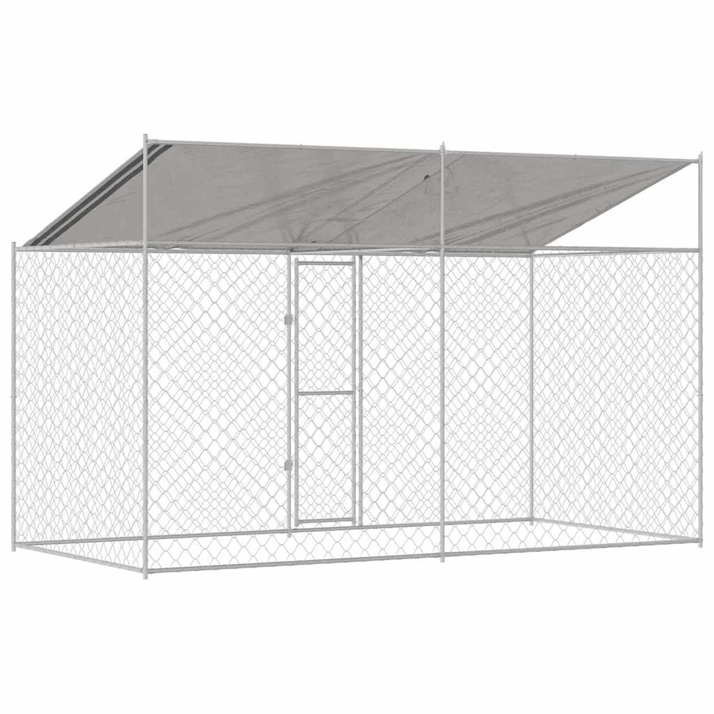 vidaXL Cușcă pentru câine Argintiu 400 x 200 x 256 cm Oțel Galvanizat