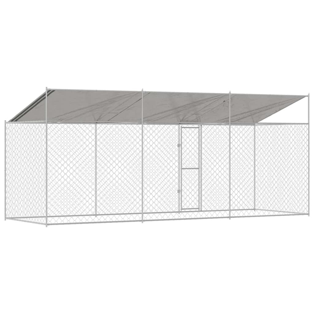 vidaXL Cușcă pentru câine Argintiu 600 x 200 x 256 cm Oțel Galvanizat