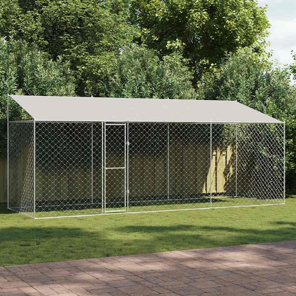vidaXL Cușcă pentru câine Argintiu 600 x 200 x 256 cm Oțel Galvanizat