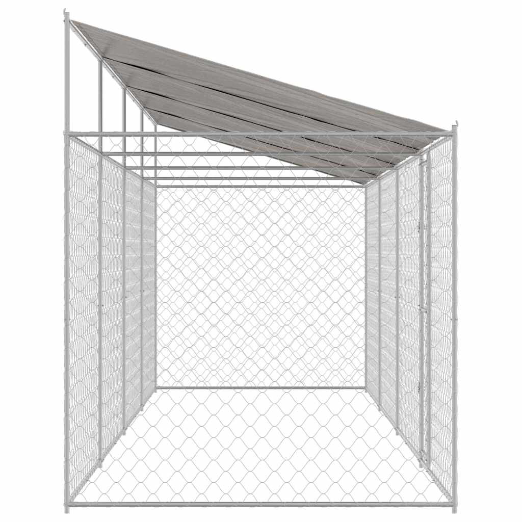 vidaXL Cușcă pentru câine Argintiu 800 x 200 x 256 cm Oțel Galvanizat