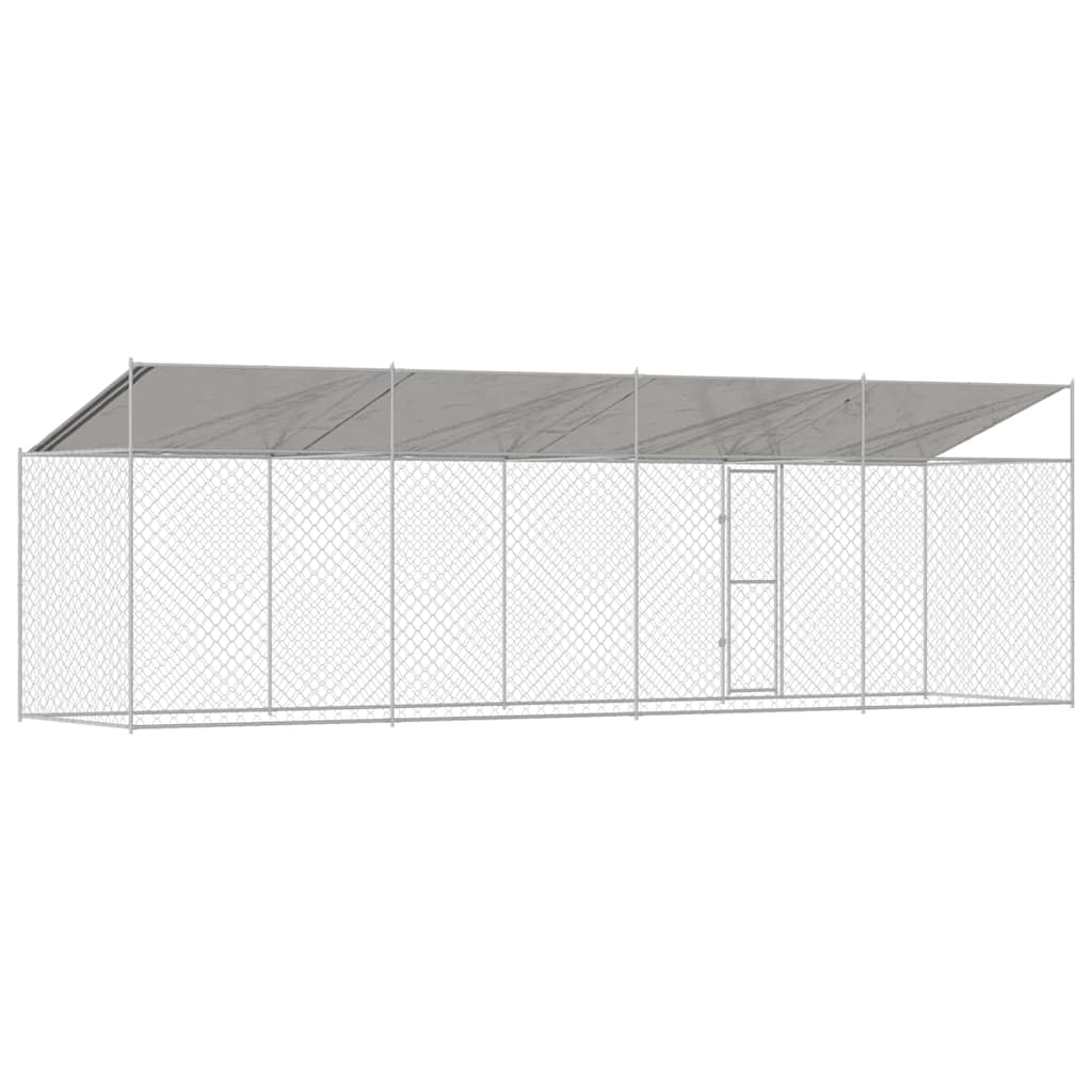 vidaXL Cușcă pentru câine Argintiu 800 x 200 x 256 cm Oțel Galvanizat