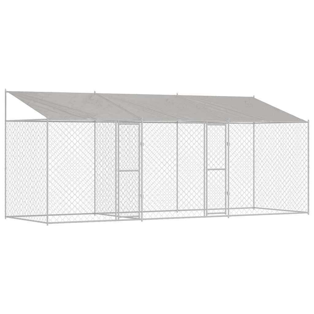 vidaXL Cușcă pentru câine Argintiu 600 x 200 x 256 cm Oțel Galvanizat
