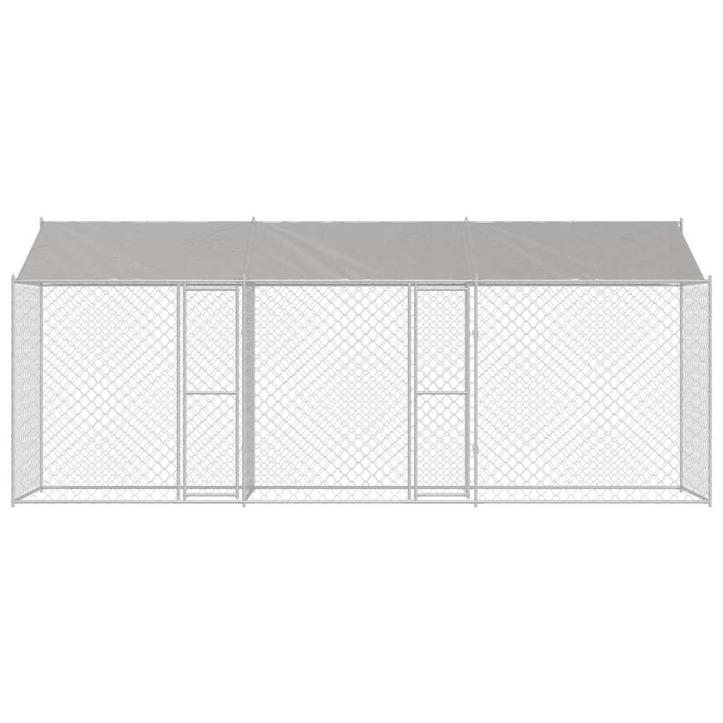 vidaXL Cușcă pentru câine Argintiu 600 x 200 x 256 cm Oțel Galvanizat