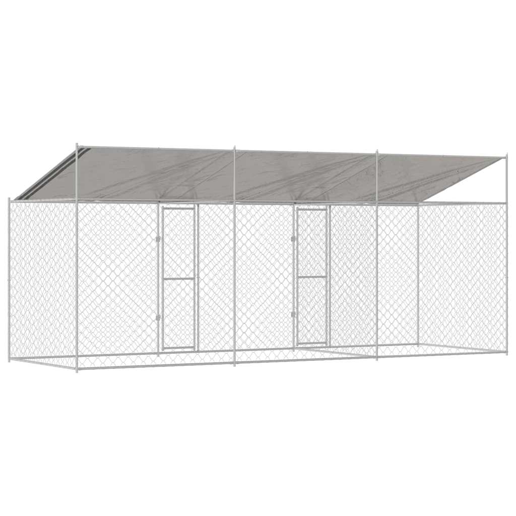 vidaXL Cușcă pentru câine Argintiu 600 x 200 x 256 cm Oțel Galvanizat