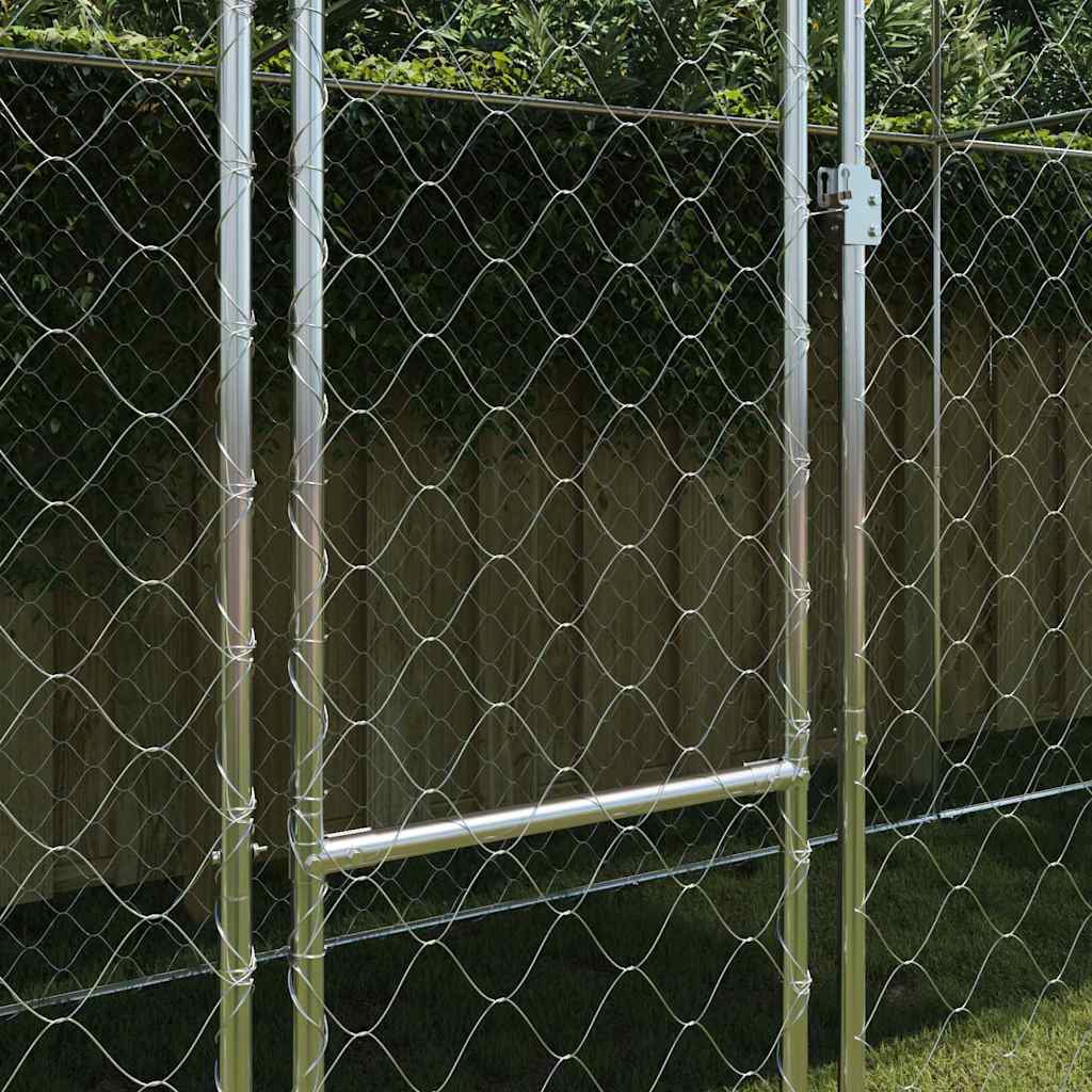 vidaXL Cușcă pentru câine Argintiu 800 x 200 x 256 cm Oțel Galvanizat