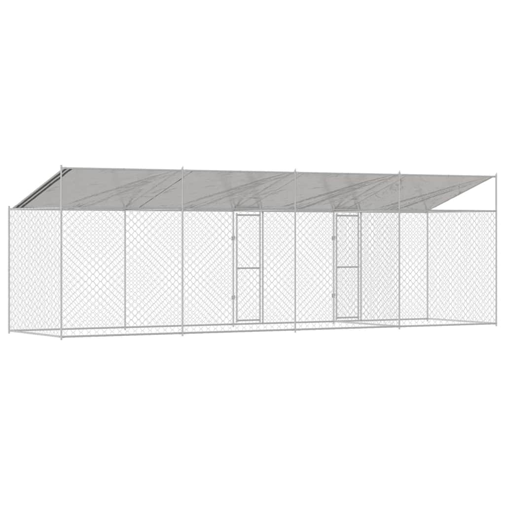 vidaXL Cușcă pentru câine Argintiu 800 x 200 x 256 cm Oțel Galvanizat