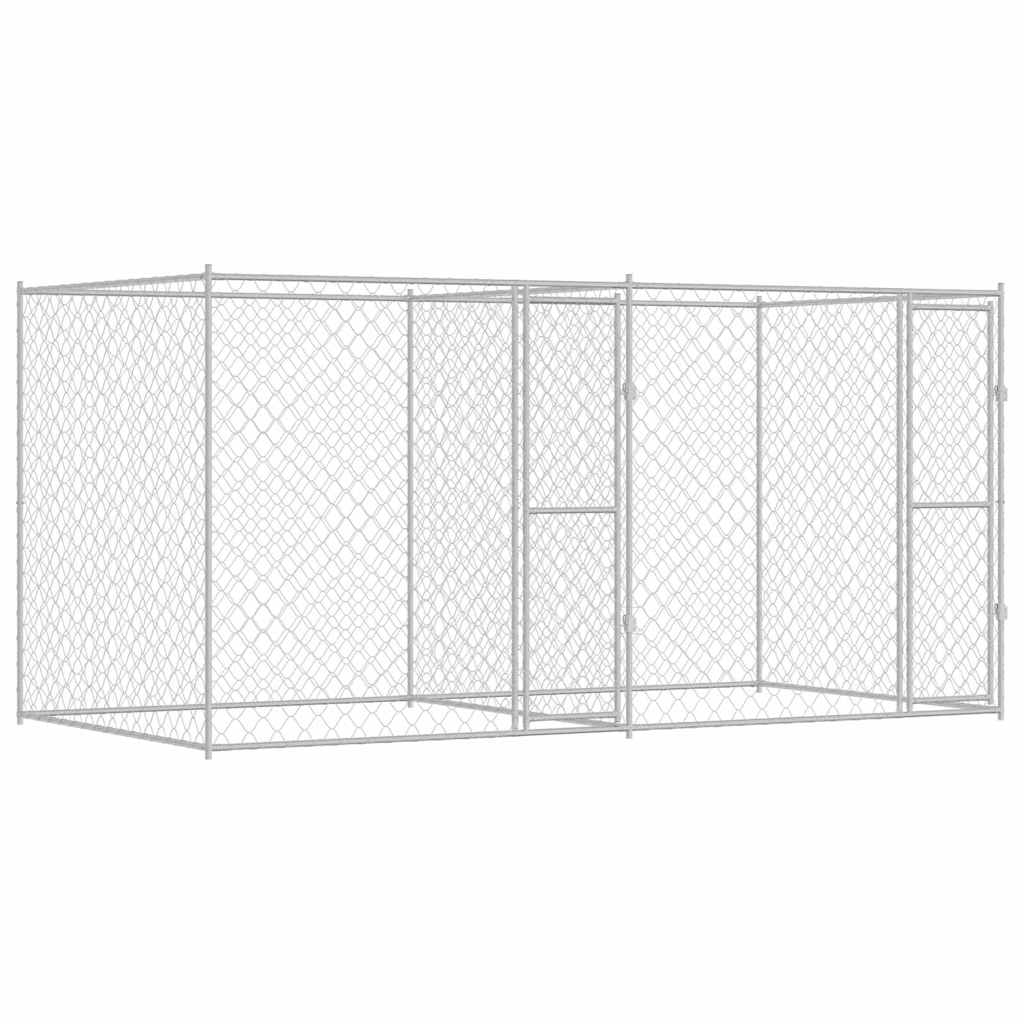 vidaXL Cușcă pentru câine Argintiu 400 x 200 x 200 cm Oțel Galvanizat