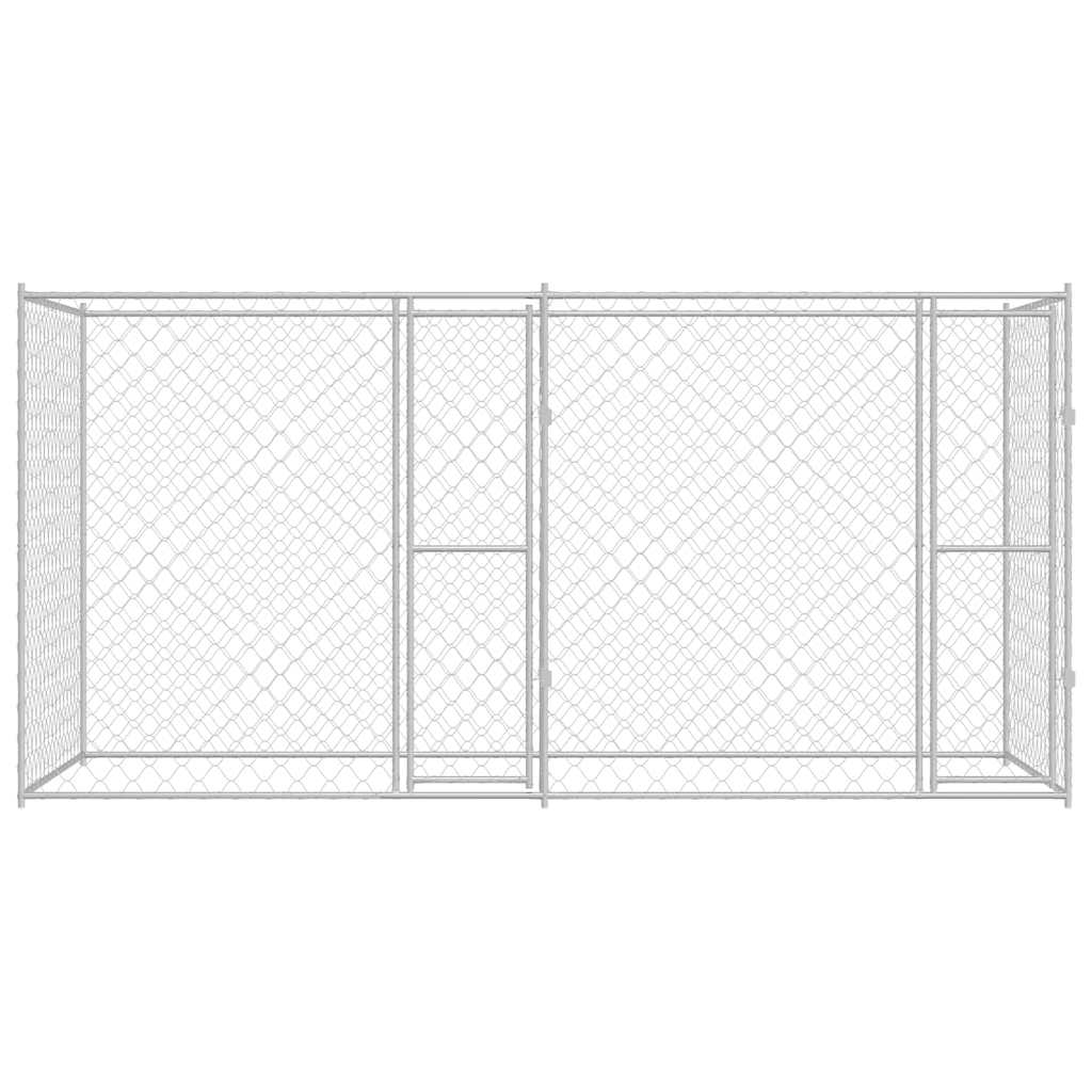 vidaXL Cușcă pentru câine Argintiu 400 x 200 x 200 cm Oțel Galvanizat