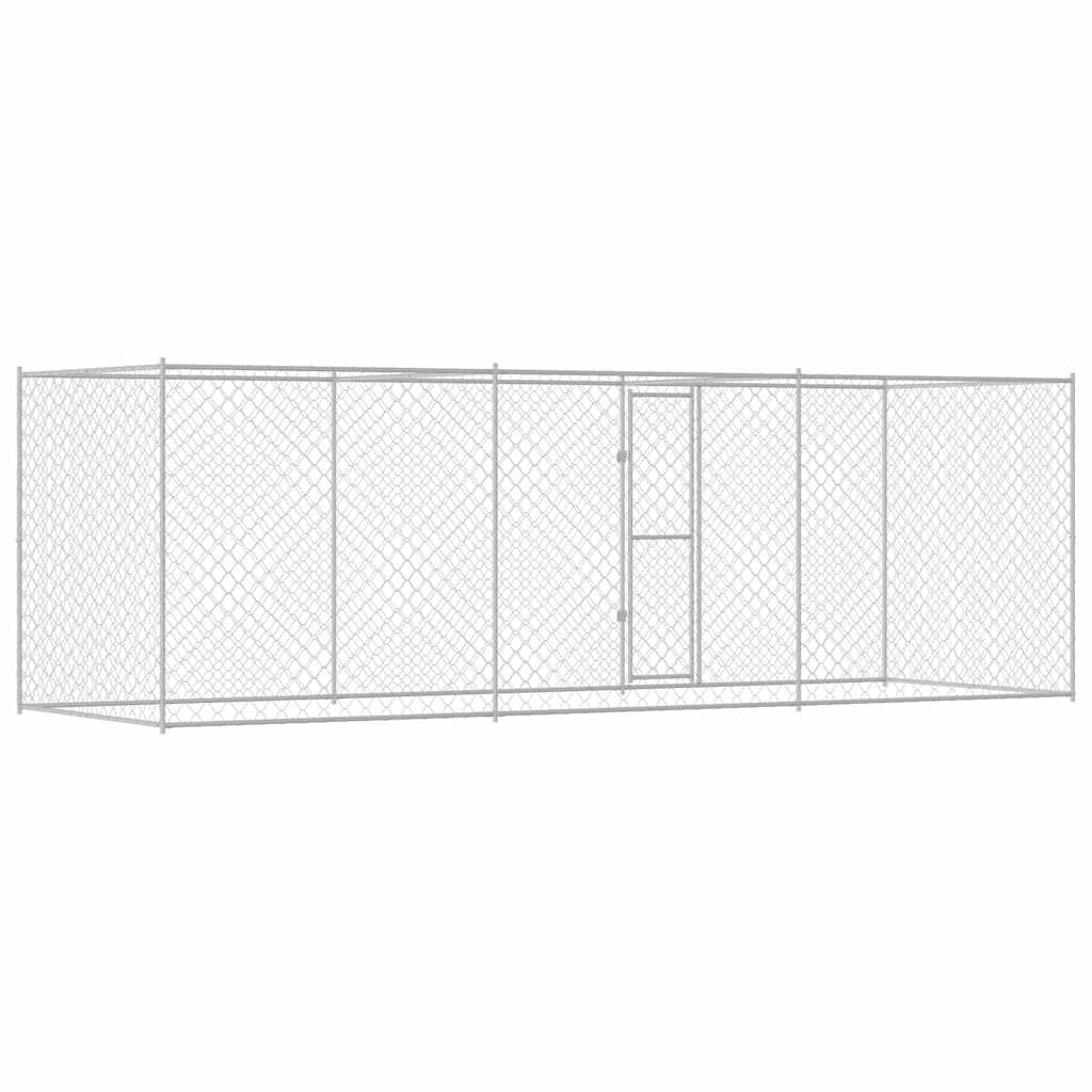 vidaXL Cușcă pentru câine Argintiu 600 x 200 x 256 cm Oțel Galvanizat