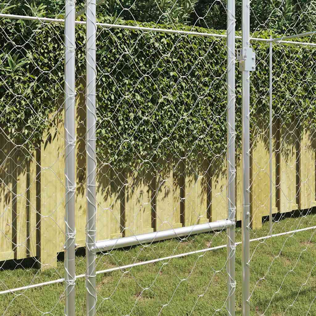 vidaXL Cușcă pentru câine Argintiu 800 x 200 x 256 cm Oțel Galvanizat