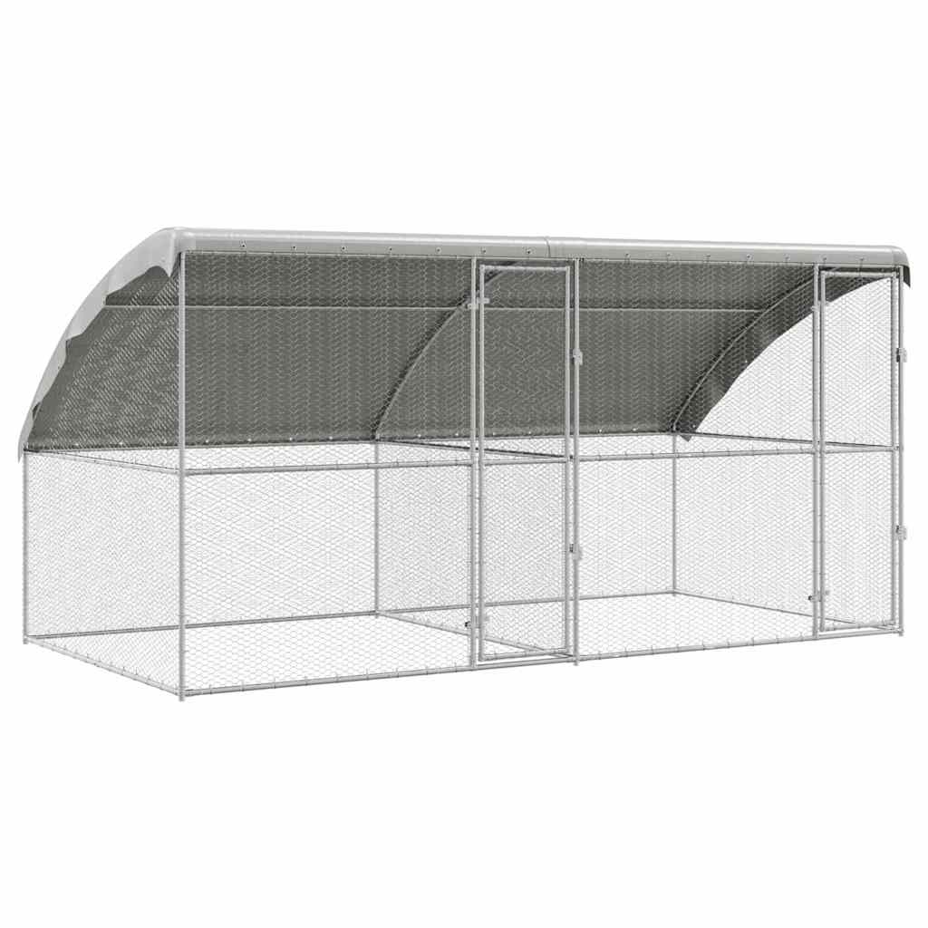 vidaXL Cușcă pentru pui Argintiu 400 x 200 x 198,5 cm Oțel Galvanizat