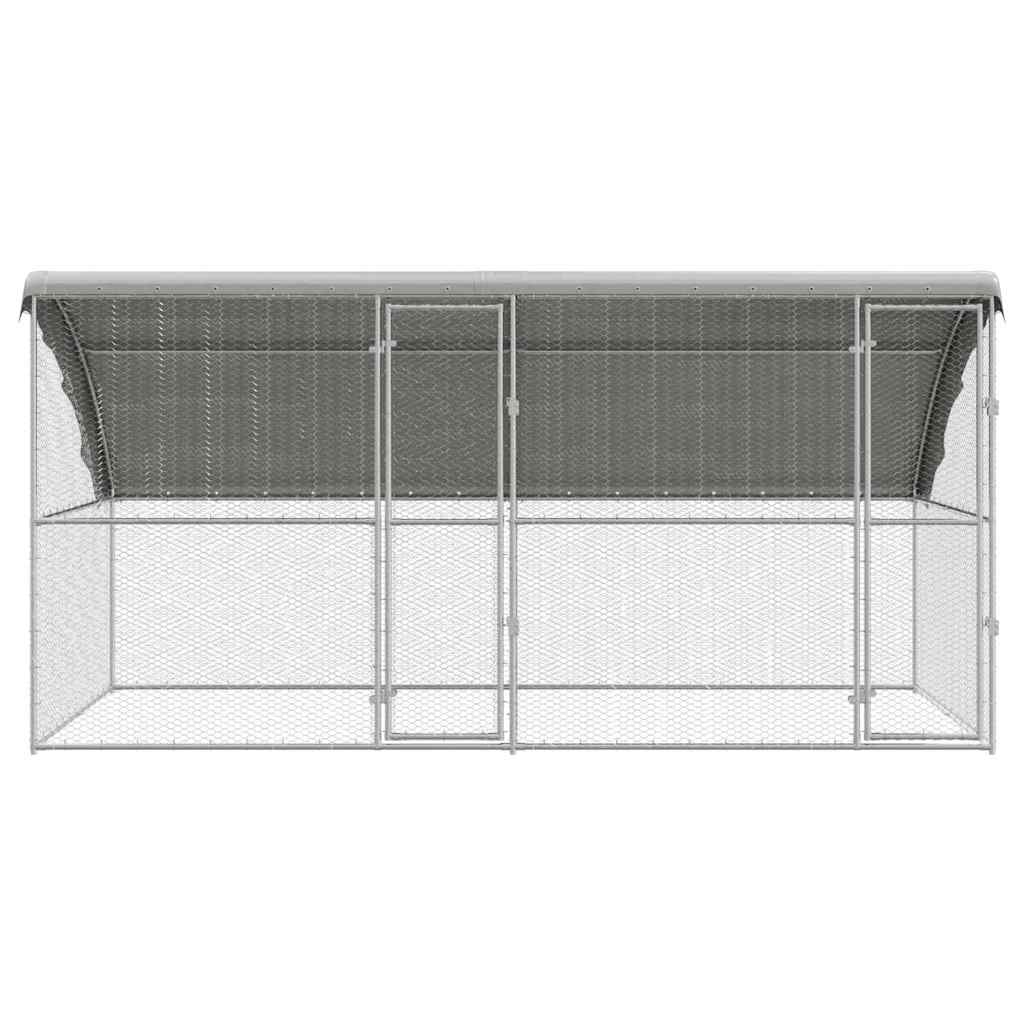 vidaXL Cușcă pentru pui Argintiu 400 x 200 x 198,5 cm Oțel Galvanizat