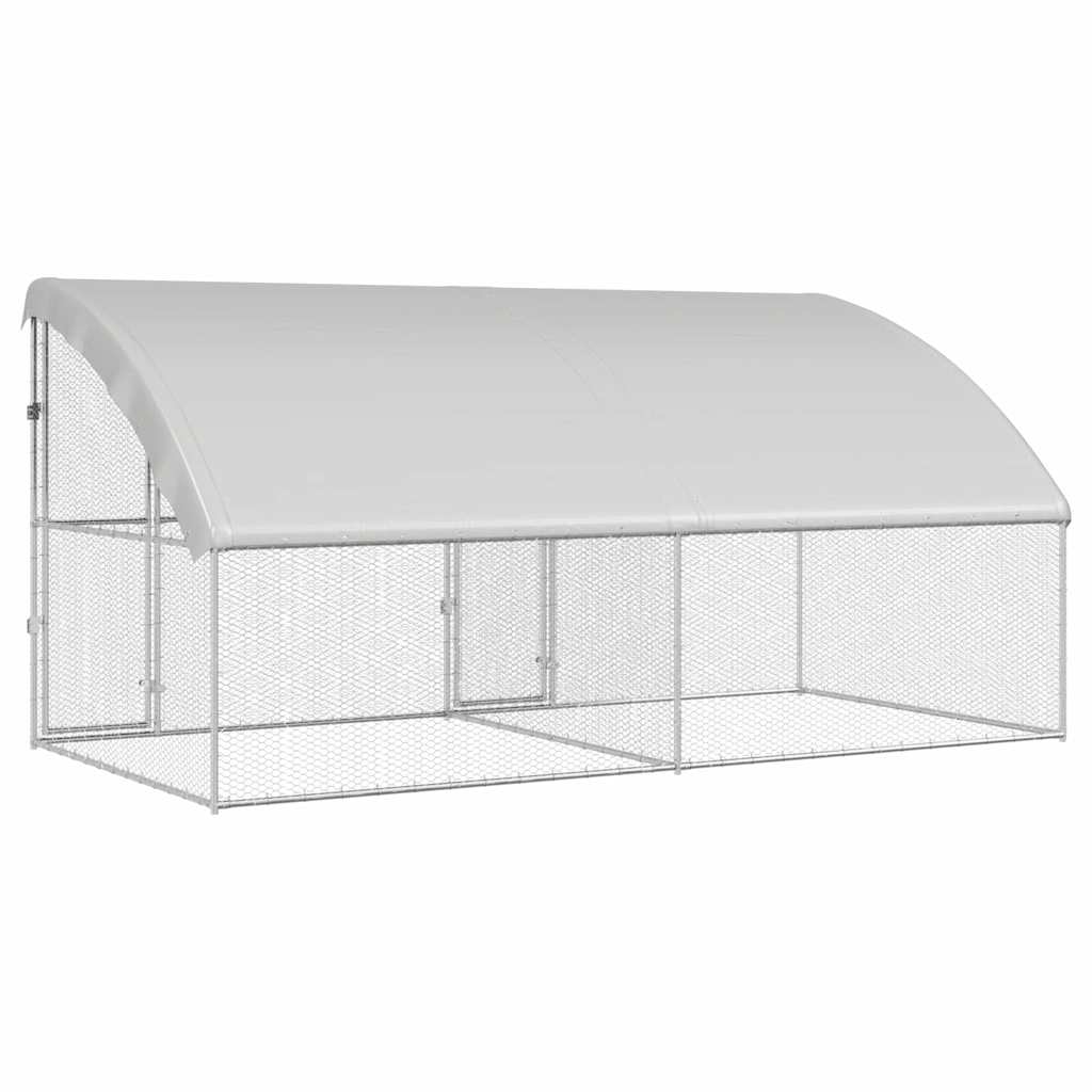 vidaXL Cușcă pentru pui Argintiu 400 x 200 x 198,5 cm Oțel Galvanizat