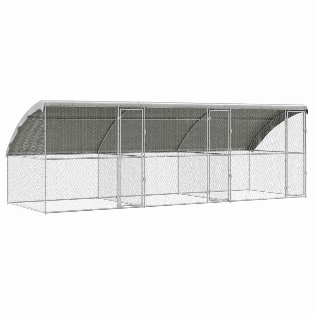 vidaXL Cușcă pentru pui Argintiu 600 x 200 x 198,5 cm Oțel Galvanizat