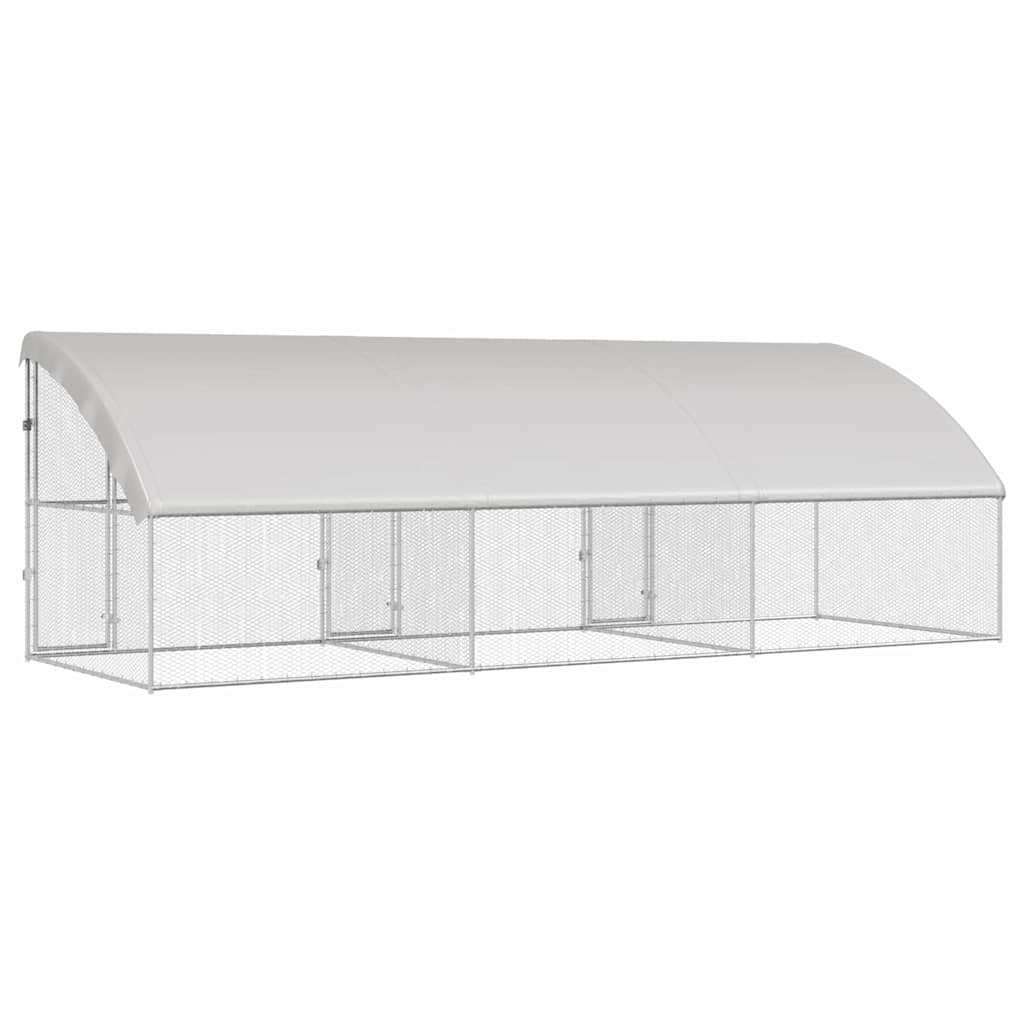 vidaXL Cușcă pentru pui Argintiu 600 x 200 x 198,5 cm Oțel Galvanizat