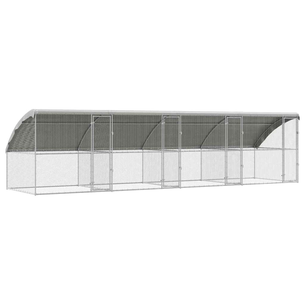 vidaXL Cușcă pentru pui Argintiu 800 x 200 x 198,5 cm Oțel Galvanizat