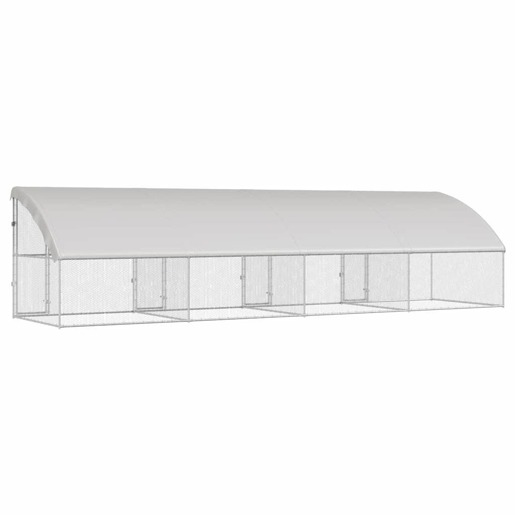 vidaXL Cușcă pentru pui Argintiu 800 x 200 x 198,5 cm Oțel Galvanizat