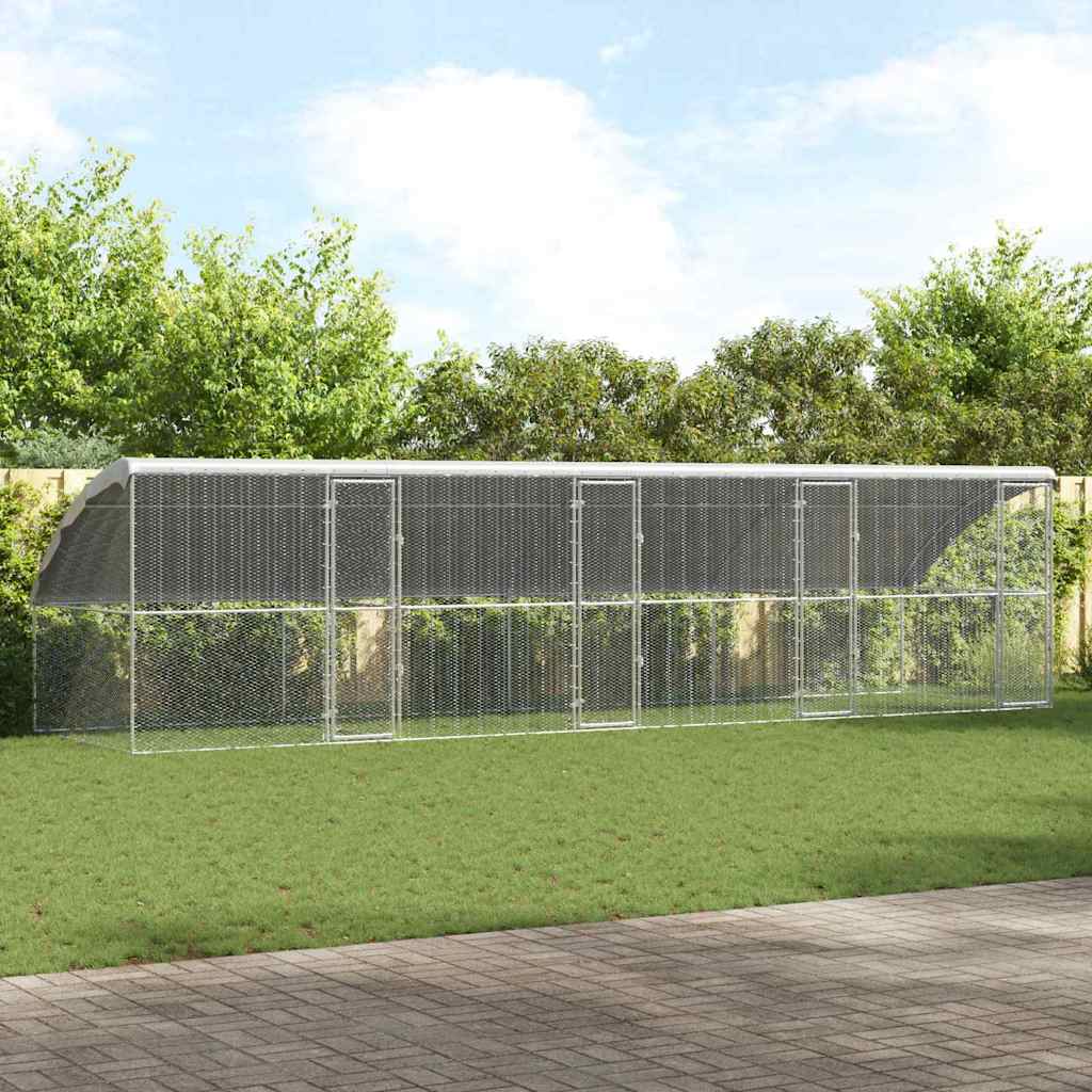 vidaXL Cușcă pentru pui Argintiu 800 x 200 x 198,5 cm Oțel Galvanizat