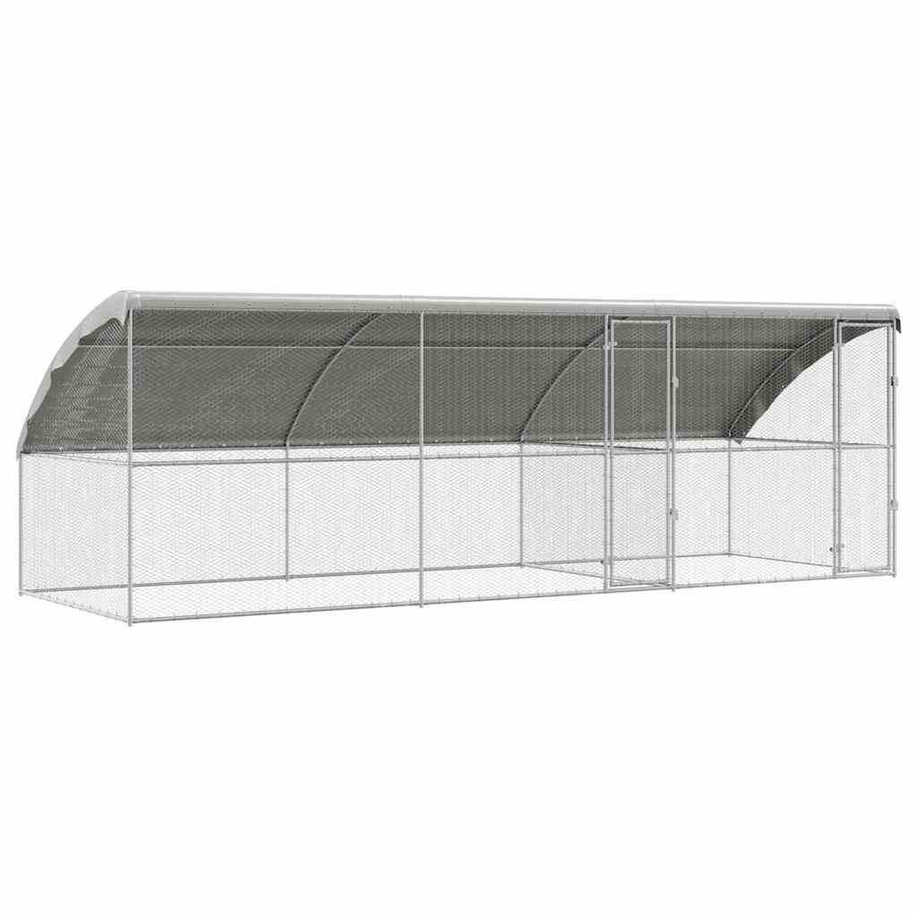 vidaXL Cușcă pentru pui Argintiu 600 x 200 x 198,5 cm Oțel Galvanizat
