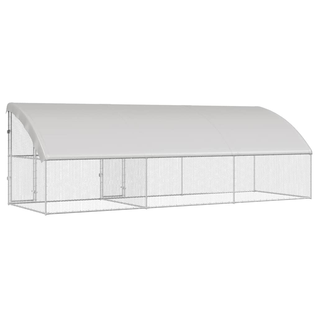 vidaXL Cușcă pentru pui Argintiu 600 x 200 x 198,5 cm Oțel Galvanizat