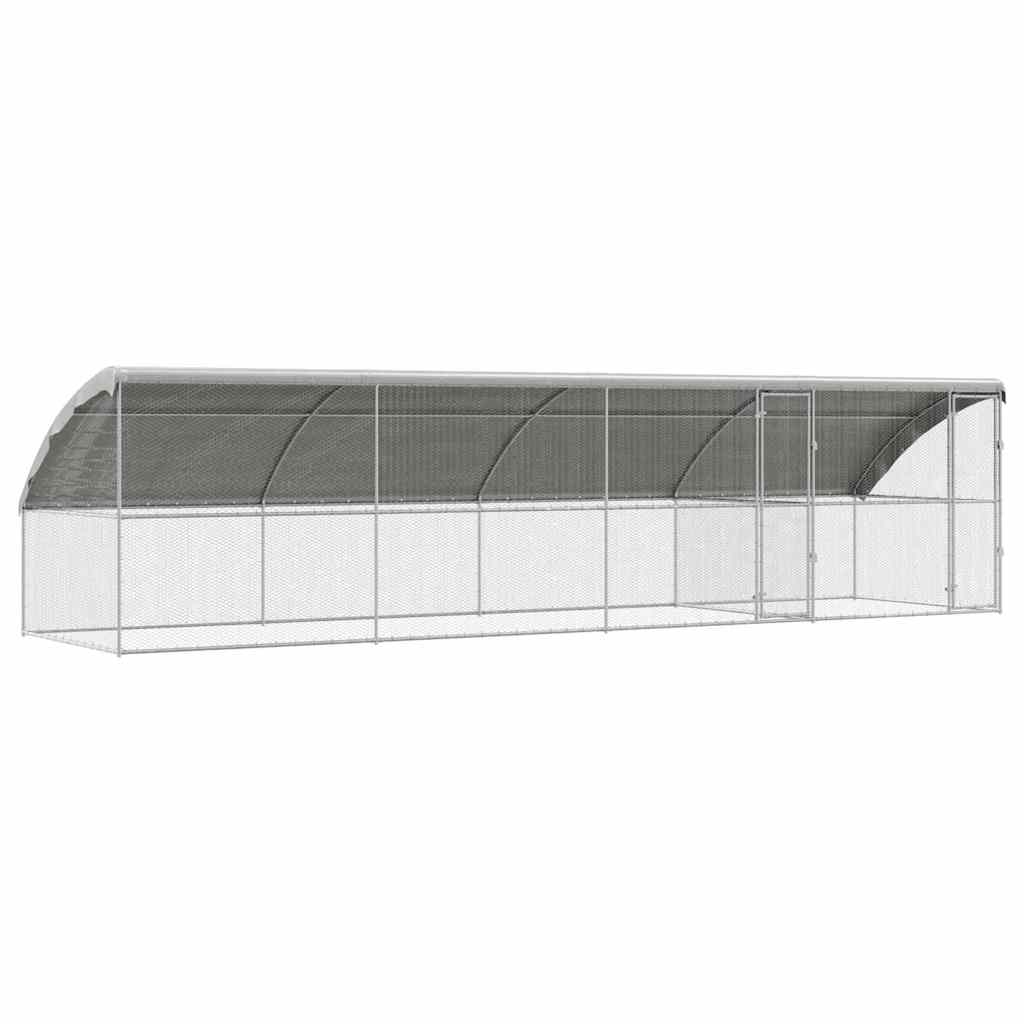 vidaXL Cușcă pentru pui Argintiu 800 x 200 x 198,5 cm Oțel Galvanizat