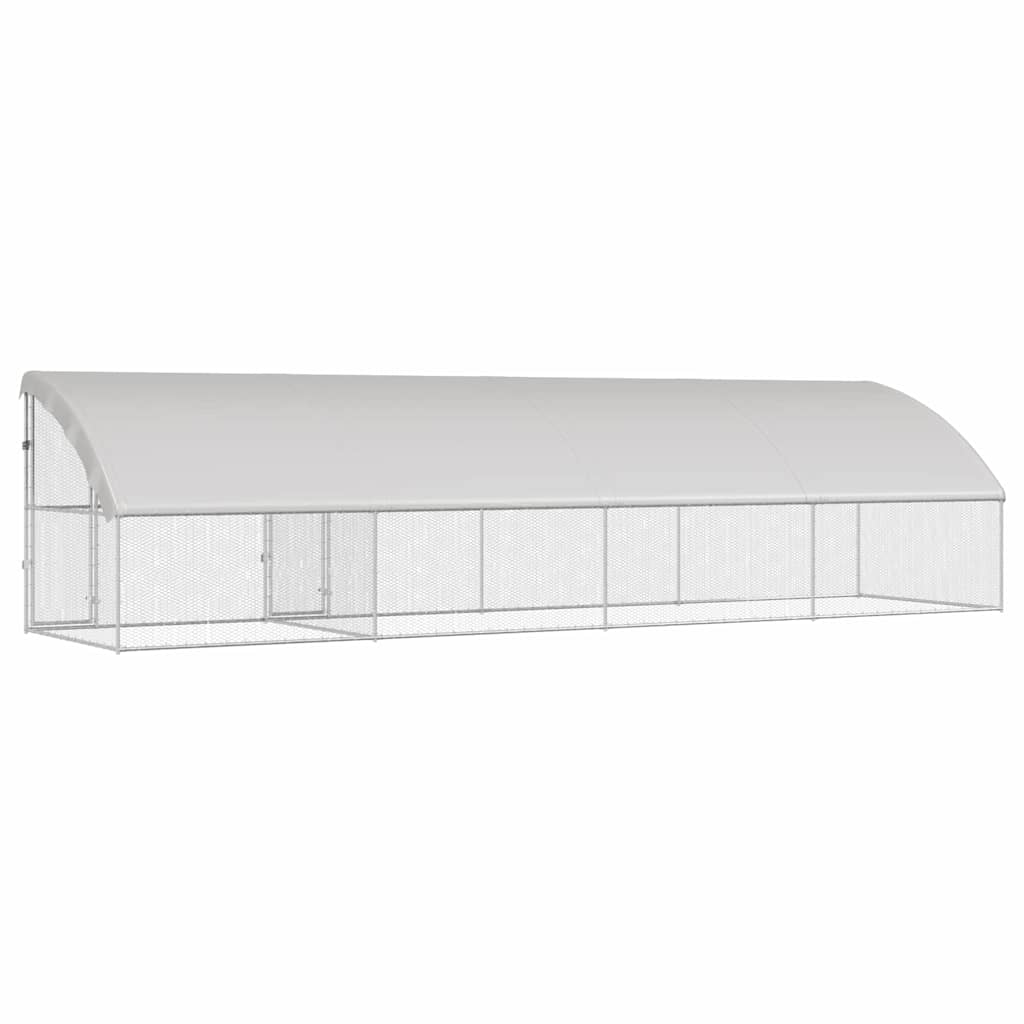 vidaXL Cușcă pentru pui Argintiu 800 x 200 x 198,5 cm Oțel Galvanizat