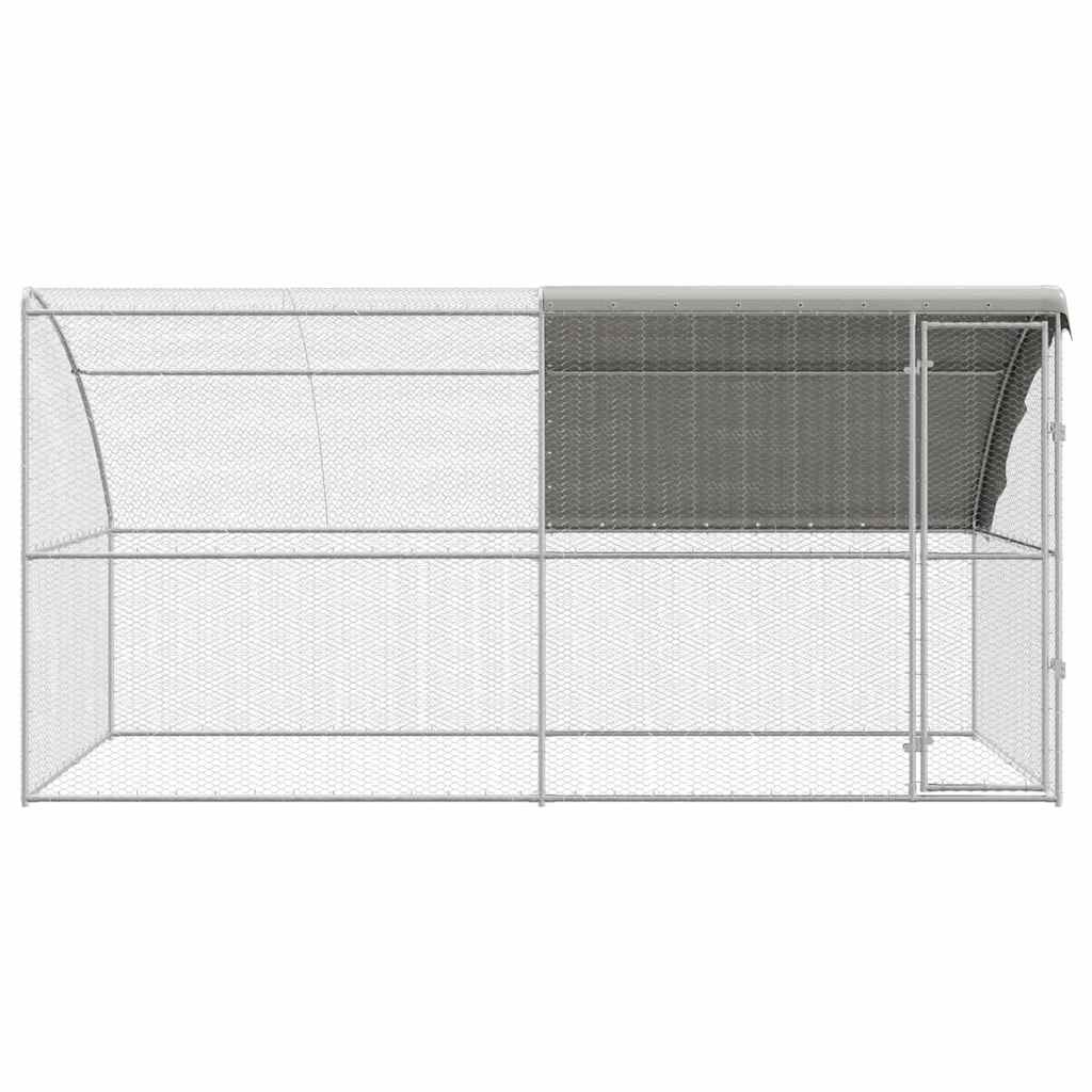 vidaXL Cușcă pentru pui Argintiu 400 x 200 x 198.5 cm Oțel galvanizat