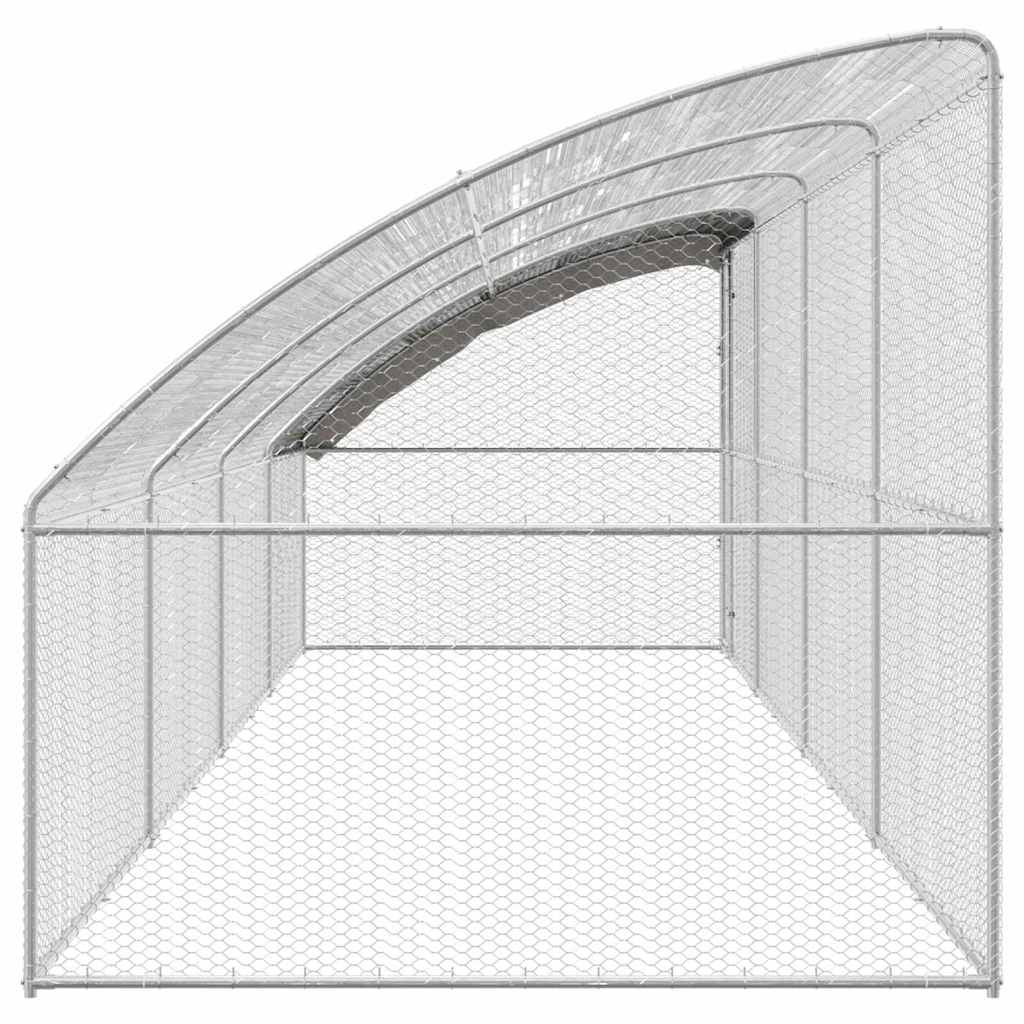 vidaXL Cușcă pentru pui Argintiu 800 x 200 x 198.5 cm Oțel galvanizat