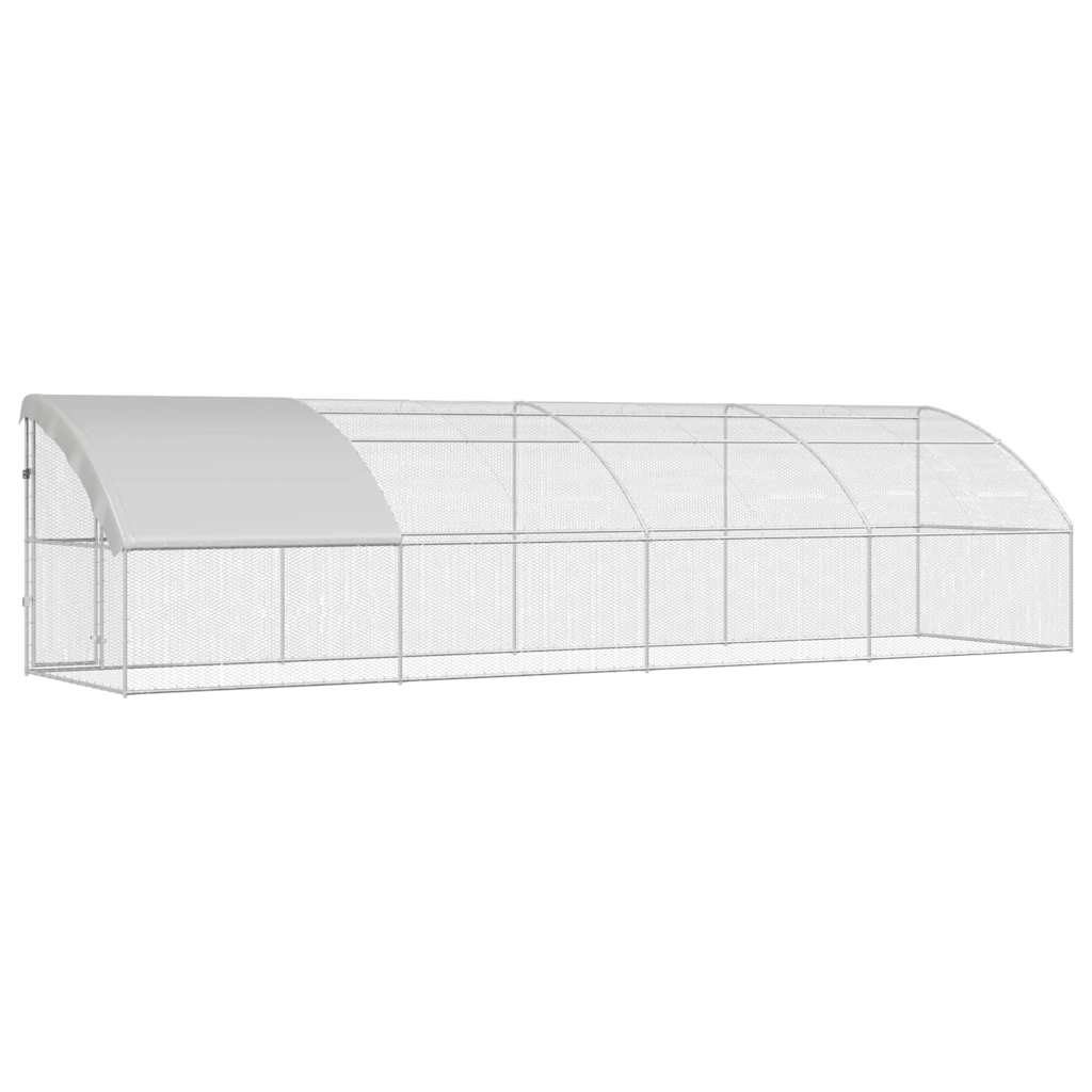 vidaXL Cușcă pentru pui Argintiu 800 x 200 x 198.5 cm Oțel galvanizat