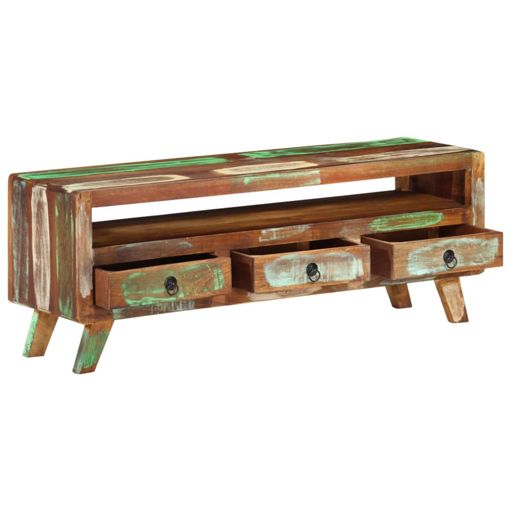 vidaXL Comodă TV, 110x30x40 cm, multicolor, lemn masiv reciclat