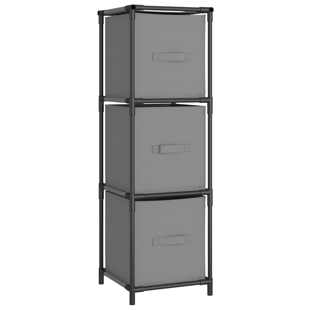 vidaXL Dulap de depozitare cu 3 sertare textile, gri 34x34x101 cm oțel vidaXL Dulap de depozitare cu 3 sertare textile, gri 34x34x101 cm oțel