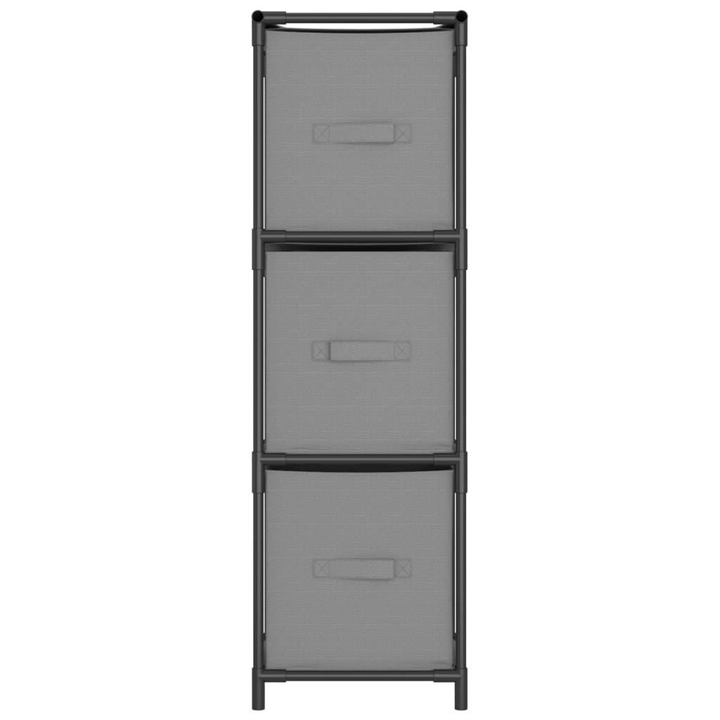 vidaXL Dulap de depozitare cu 3 sertare textile, gri 34x34x101 cm oțel vidaXL Dulap de depozitare cu 3 sertare textile, gri 34x34x101 cm oțel