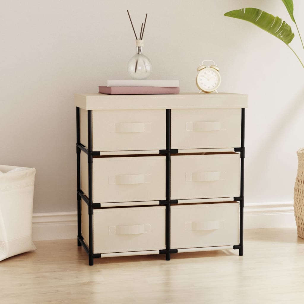 vidaXL Dulap de depozitare cu 6 sertare, crem, 55x29x55 cm, oțel