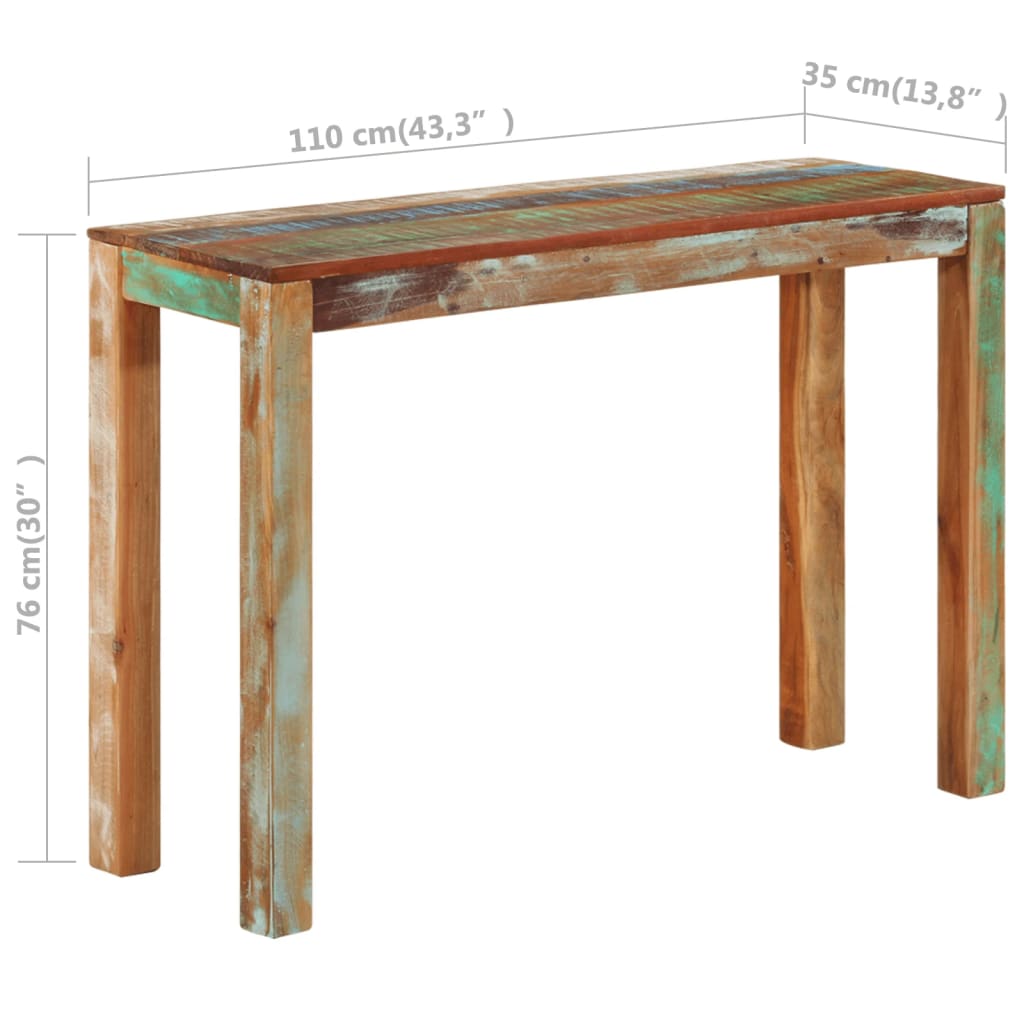 vidaXL Masă consolă, 110x35x76 cm, lemn masiv reciclat vidaXL Masă consolă, 110x35x76 cm, lemn masiv reciclat