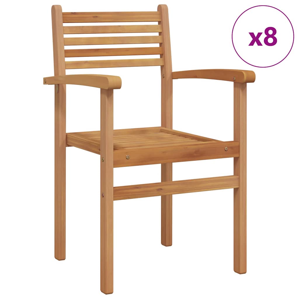 vidaXL Scaune de grădină stivuibile 8 pcs Maro 55.5 x 55.5 x 90 cm