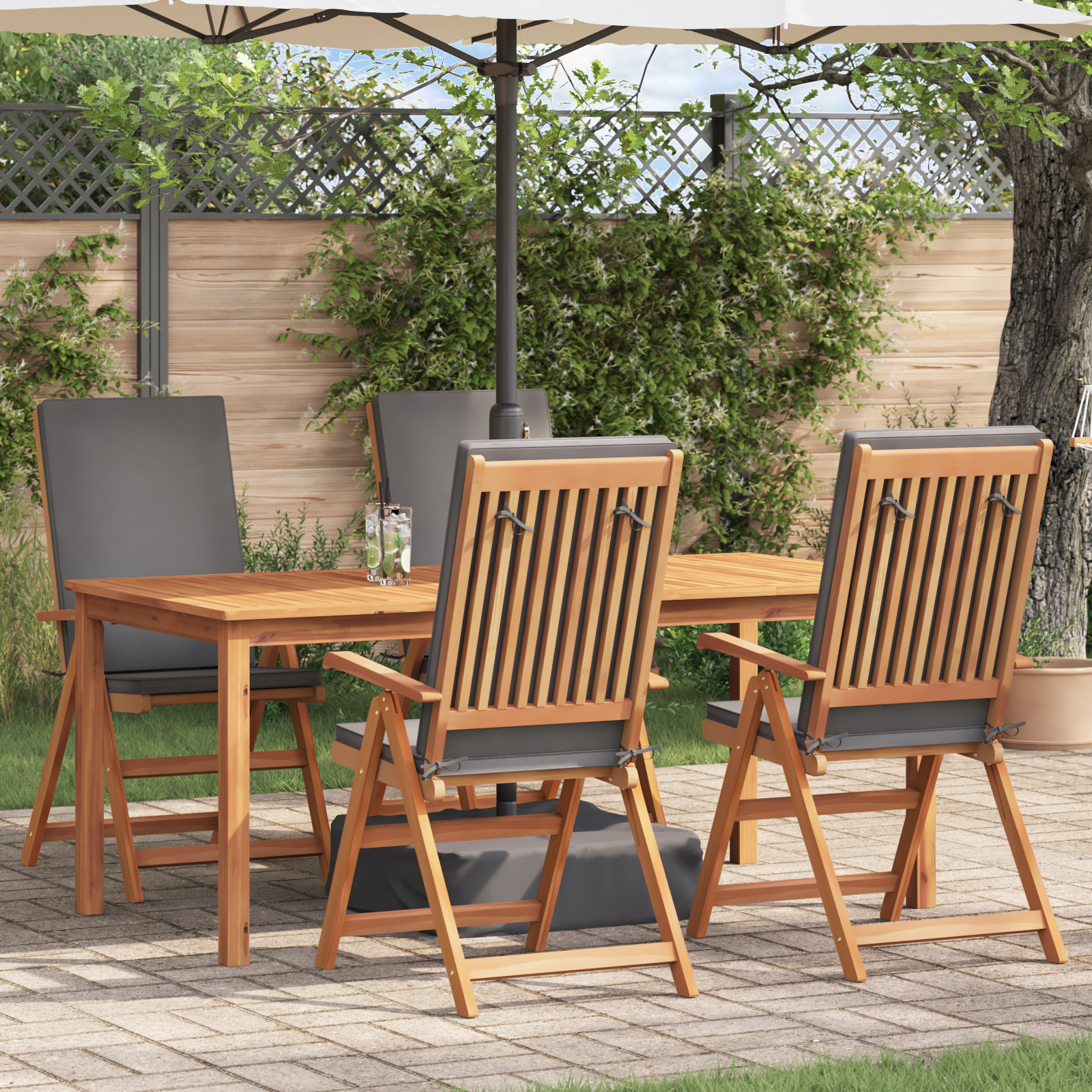 vidaXL Scaun pentru Grădină cu pernă 4 pcs Maro 57 x 71.5 x 104cm vidaXL Scaun pentru Grădină cu pernă 4 pcs Maro 57 x 71.5 x 104cm