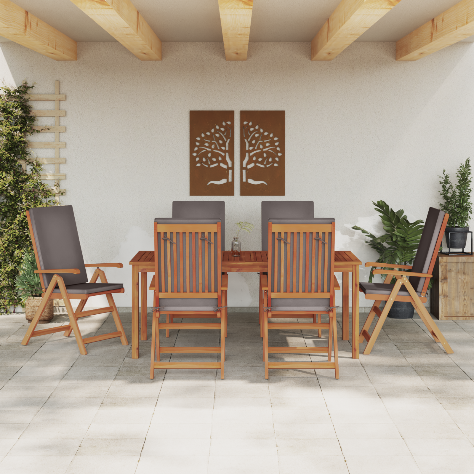 vidaXL Scaun pentru Grădină cu pernă 6 pcs Maro 57 x 71.5 x 104cm vidaXL Scaun pentru Grădină cu pernă 6 pcs Maro 57 x 71.5 x 104cm