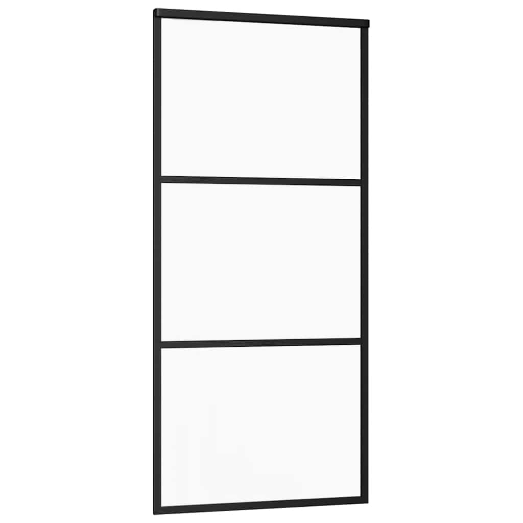 vidaXL Ușă glisantă cu set de feronerie neagră 90x205 cm Sticlă ESG vidaXL Ușă glisantă cu set de feronerie neagră 90x205 cm Sticlă ESG
