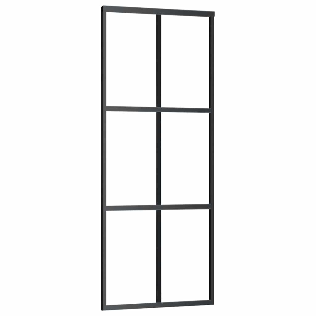 vidaXL Ușă glisantă cu set de feronerie neagră 76x205 cm Sticlă ESG vidaXL Ușă glisantă cu set de feronerie neagră 76x205 cm Sticlă ESG