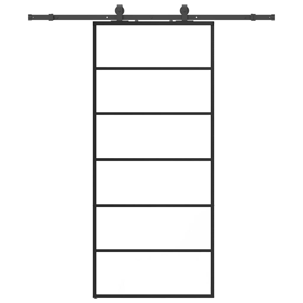 vidaXL Ușă glisantă cu set de feronerie neagră 90x205 cm Sticlă ESG