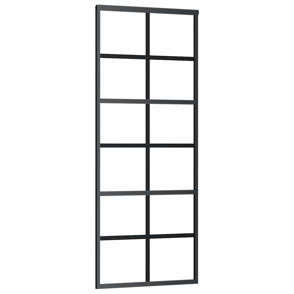 vidaXL Ușă glisantă cu set de feronerie neagră 76x205 cm Sticlă ESG vidaXL Ușă glisantă cu set de feronerie neagră 76x205 cm Sticlă ESG