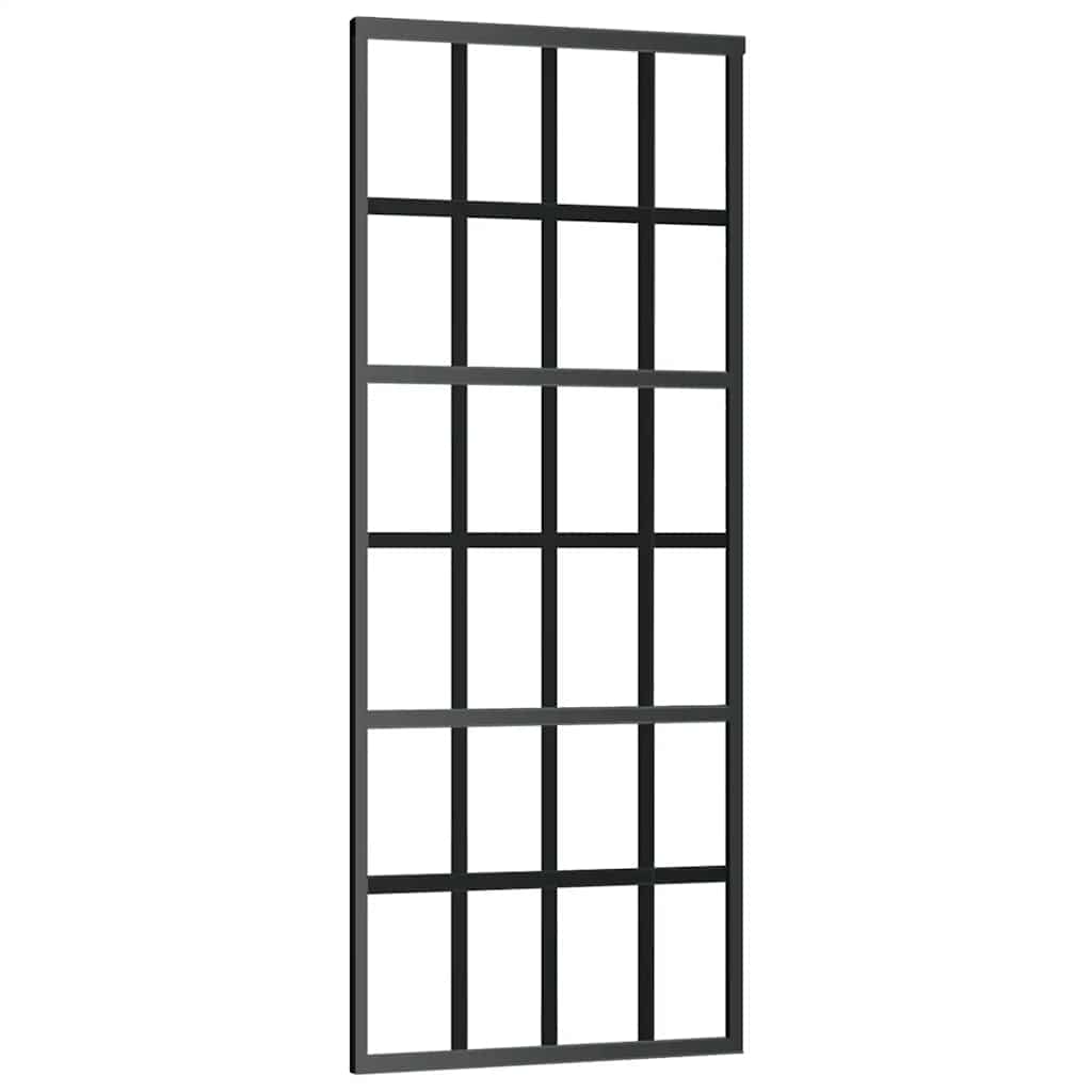vidaXL Ușă glisantă cu set de feronerie neagră 76x205 cm Sticlă ESG vidaXL Ușă glisantă cu set de feronerie neagră 76x205 cm Sticlă ESG