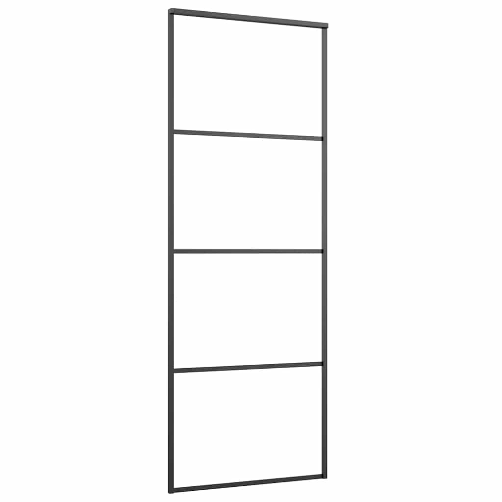 vidaXL Ușă glisantă cu set de feronerie neagră 76x205 cm Sticlă ESG vidaXL Ușă glisantă cu set de feronerie neagră 76x205 cm Sticlă ESG