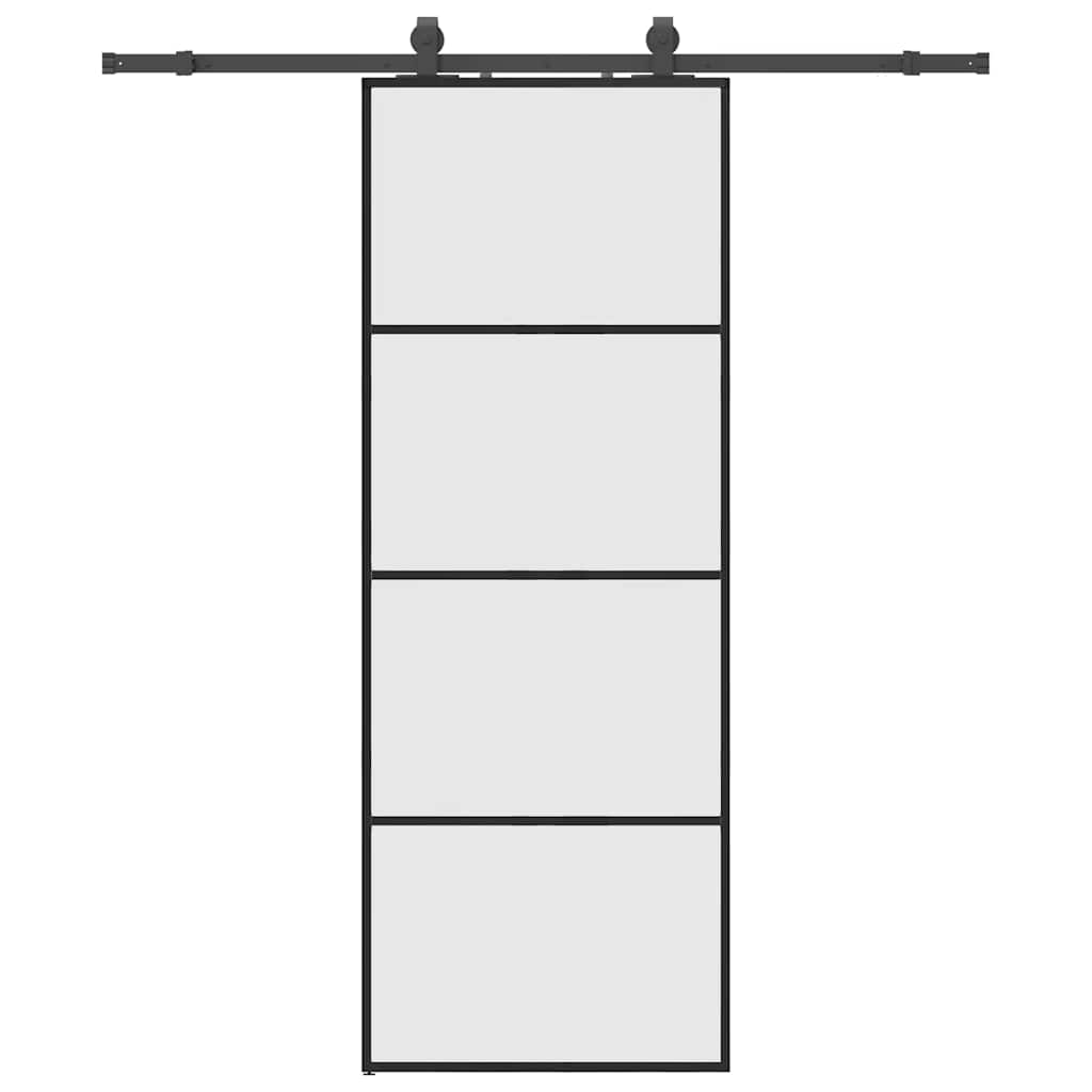 vidaXL Ușă glisantă cu set de feronerie neagră 76x205 cm Sticlă ESG vidaXL Ușă glisantă cu set de feronerie neagră 76x205 cm Sticlă ESG