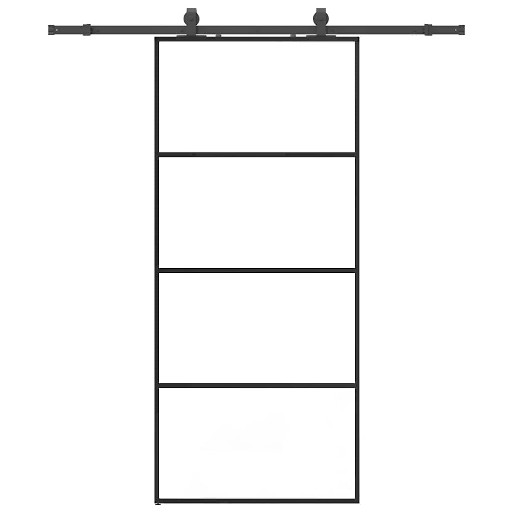 vidaXL Ușă glisantă cu set de feronerie neagră 90x205 cm Sticlă ESG