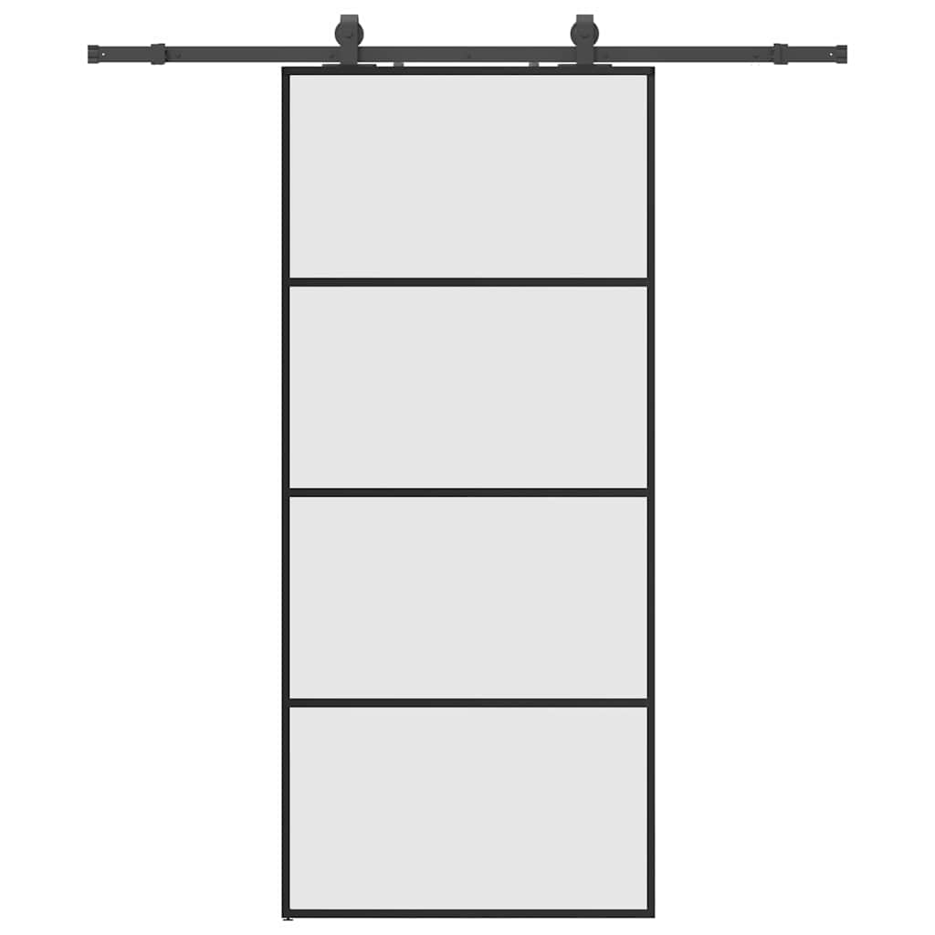 vidaXL Ușă glisantă cu set de feronerie neagră 90x205 cm Sticlă ESG vidaXL Ușă glisantă cu set de feronerie neagră 90x205 cm Sticlă ESG