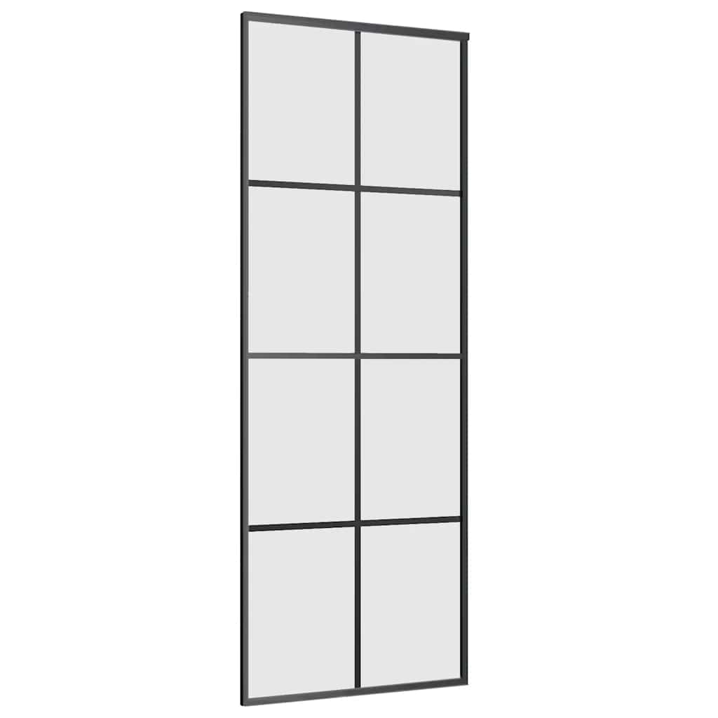 vidaXL Ușă glisantă cu set de feronerie neagră 76x205 cm Sticlă ESG vidaXL Ușă glisantă cu set de feronerie neagră 76x205 cm Sticlă ESG