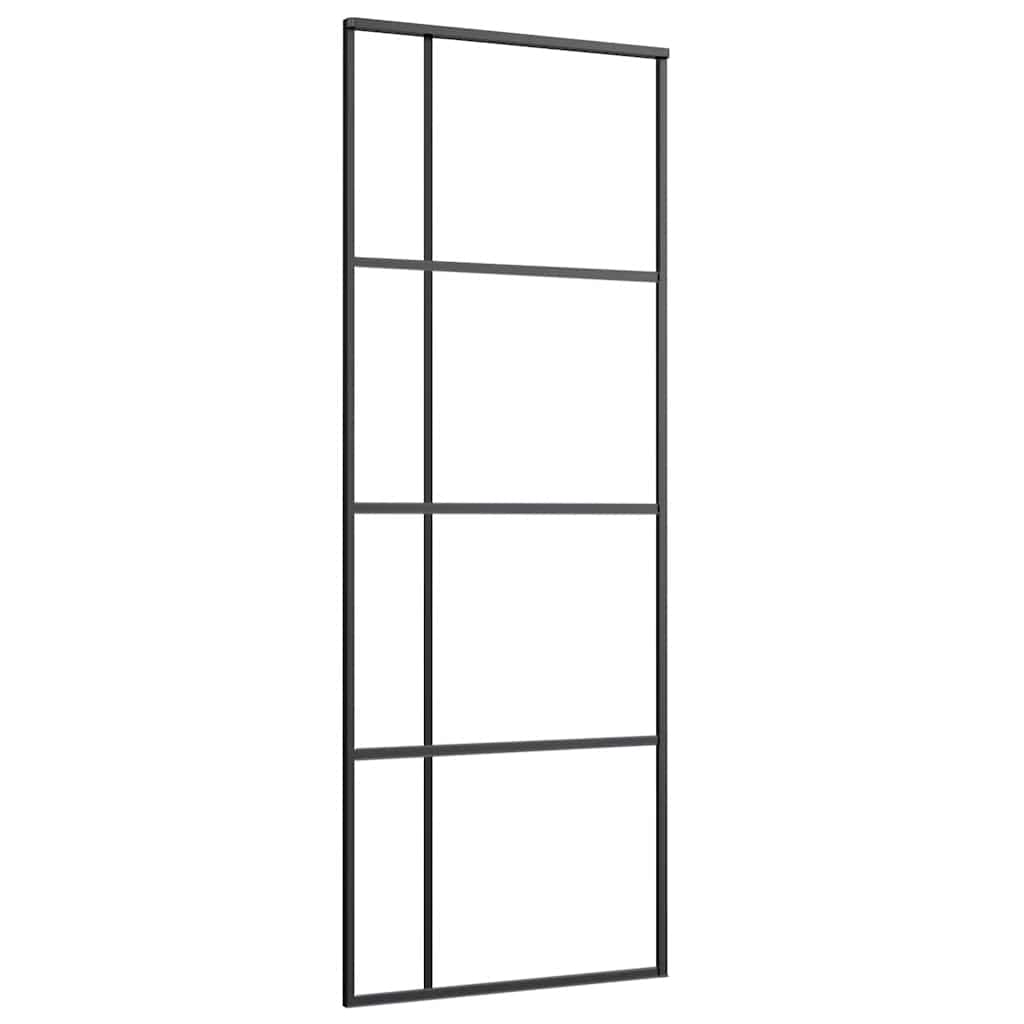 vidaXL Ușă glisantă cu set de feronerie neagră 76x205 cm Sticlă ESG vidaXL Ușă glisantă cu set de feronerie neagră 76x205 cm Sticlă ESG