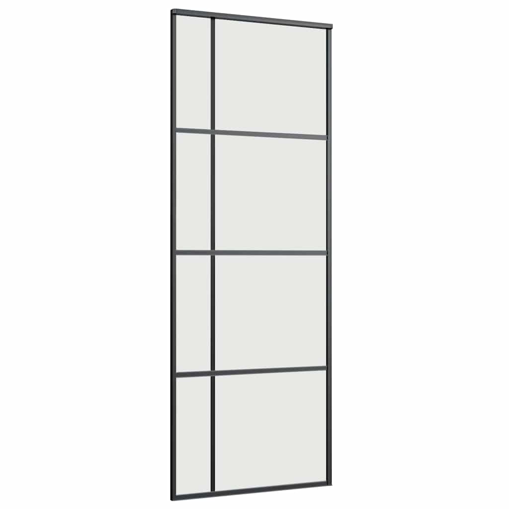 vidaXL Ușă glisantă cu set de feronerie neagră 76x205 cm Sticlă ESG vidaXL Ușă glisantă cu set de feronerie neagră 76x205 cm Sticlă ESG